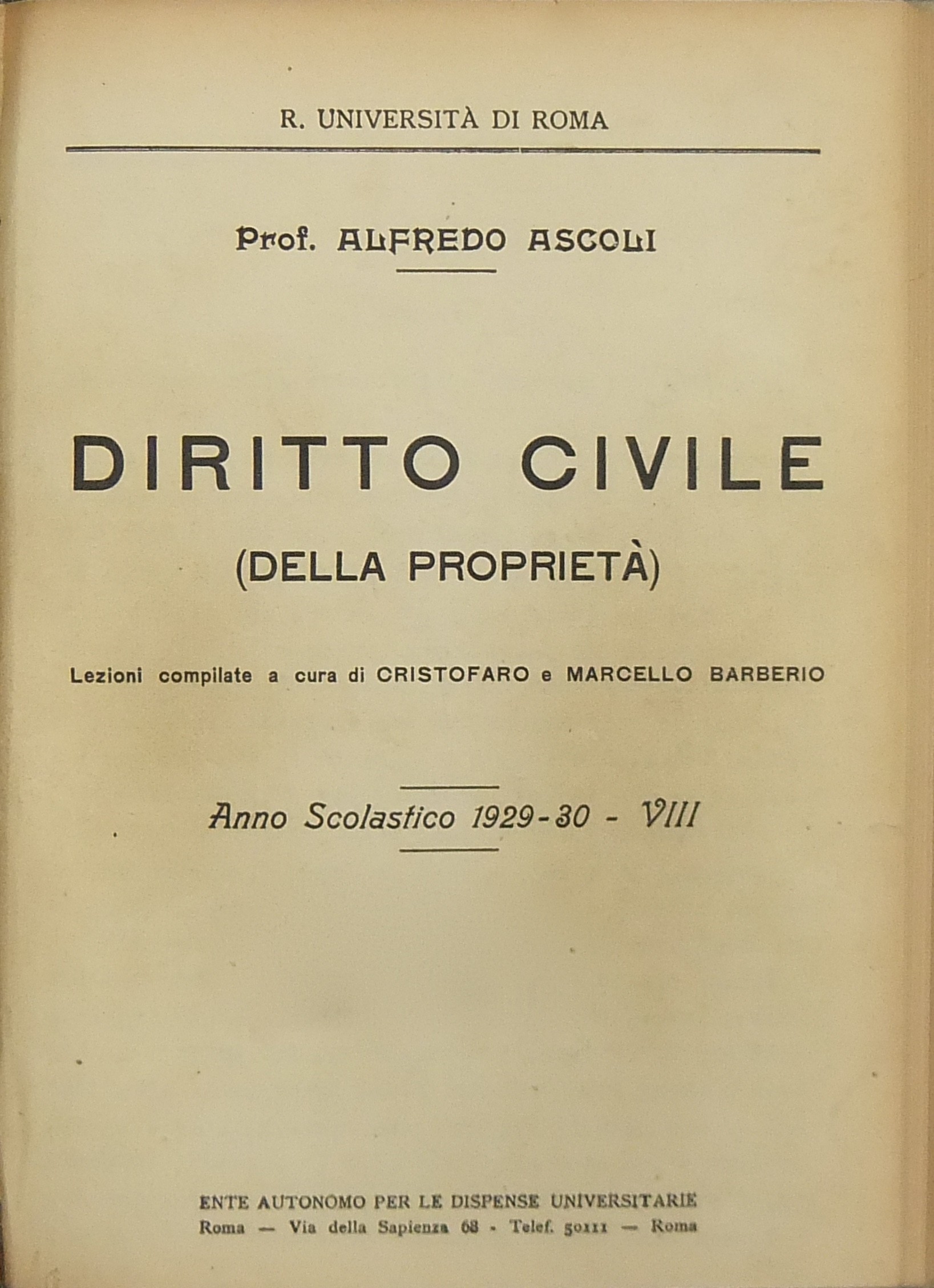 Diritto civile (della proprietà).