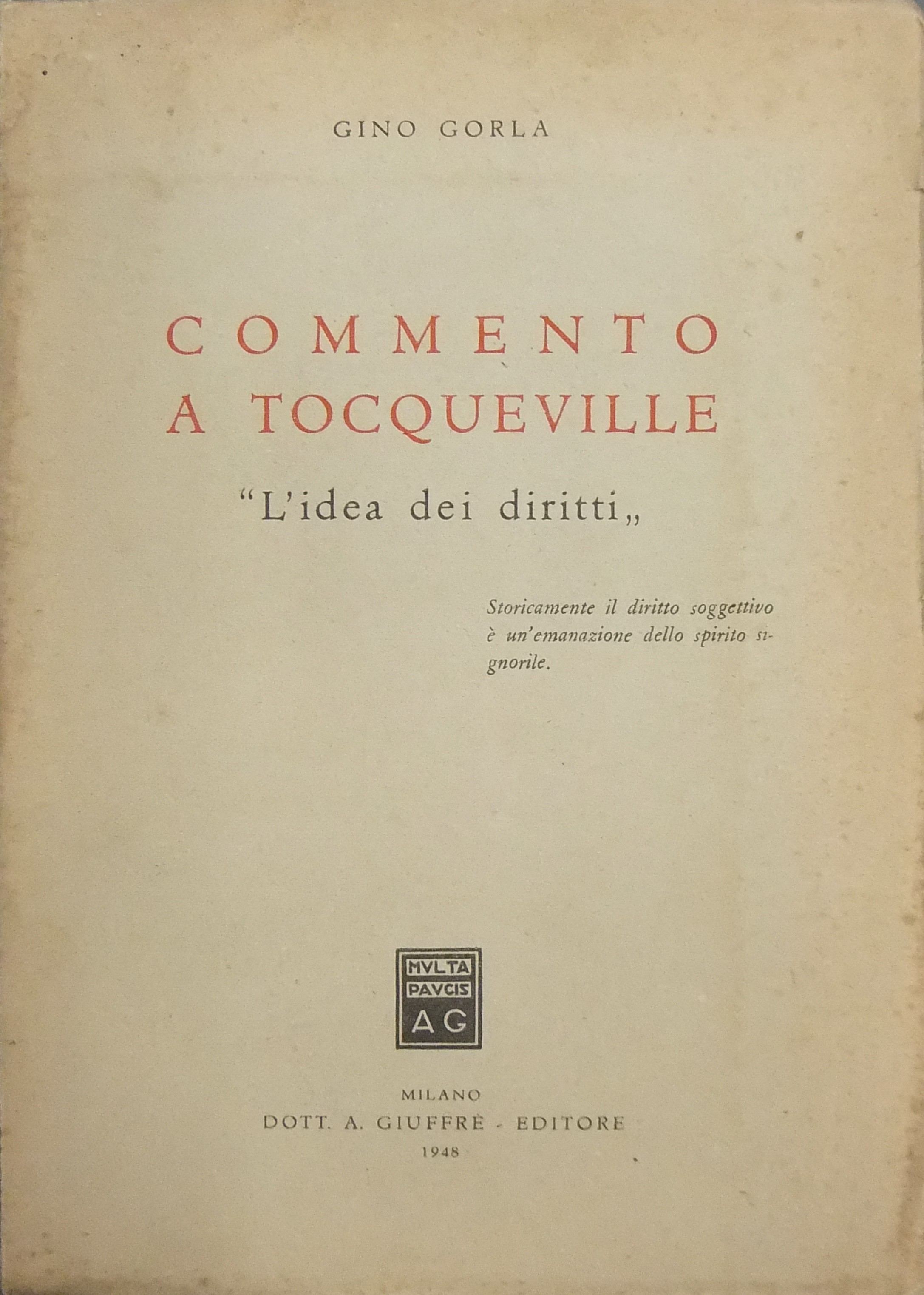 Commento a Tocqueville. L'idea dei diritti