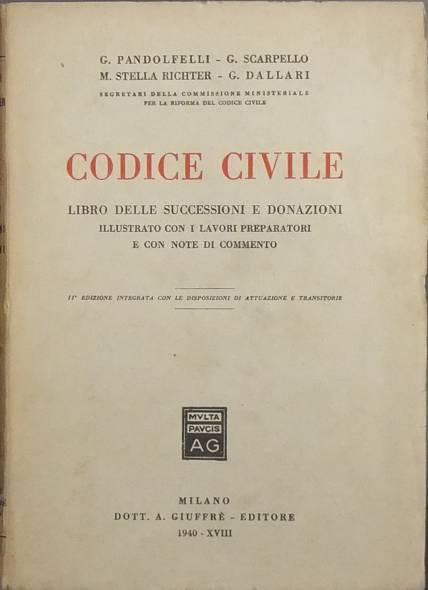 Codice civile. Libro delle successioni e donazioni.