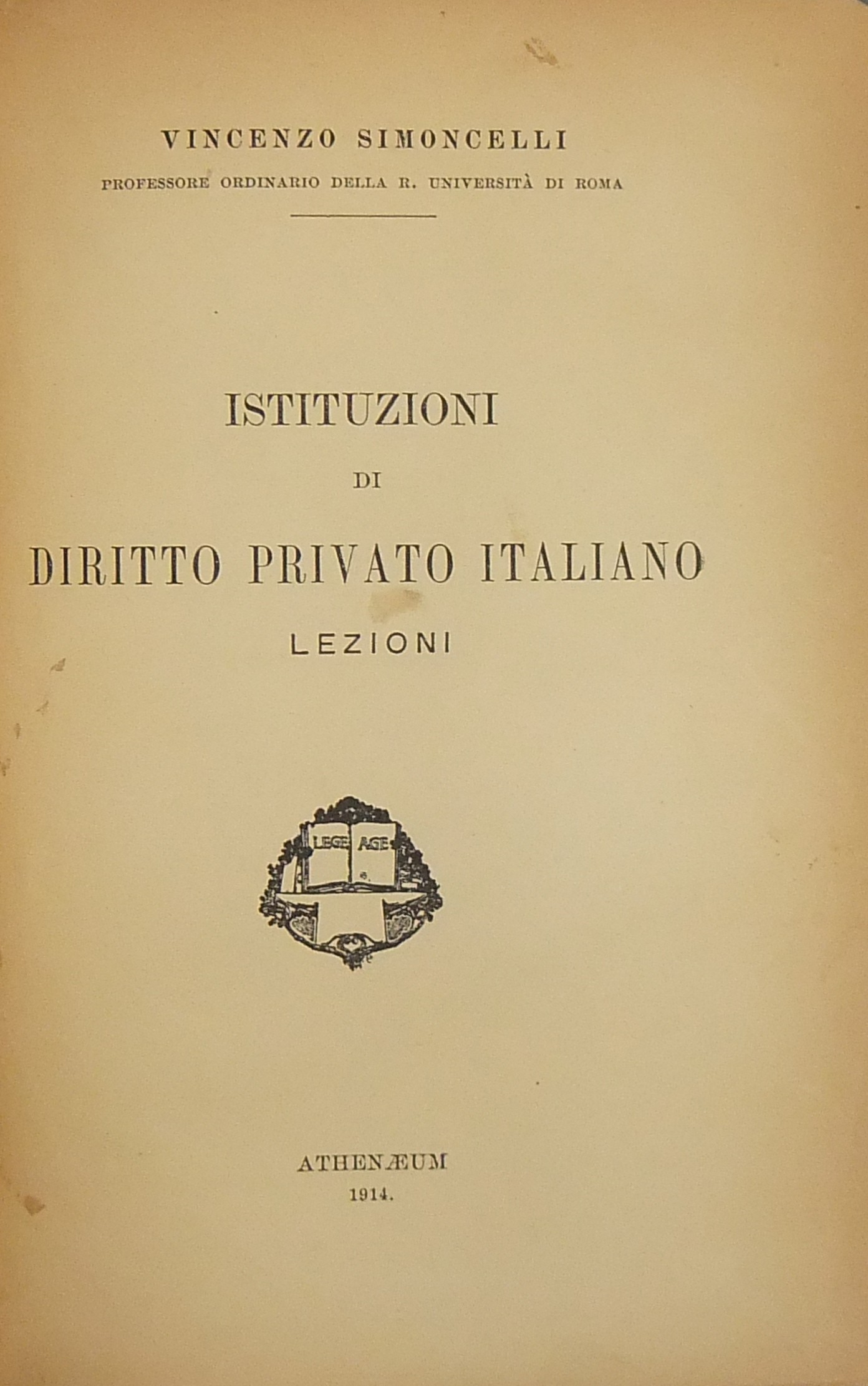 Istituzioni di diritto privato italiano. Lezioni