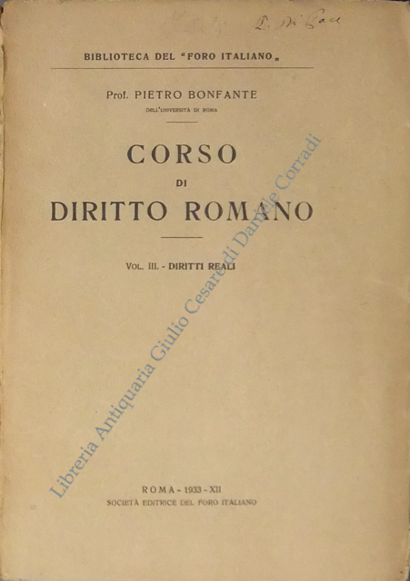 Corso di diritto romano.