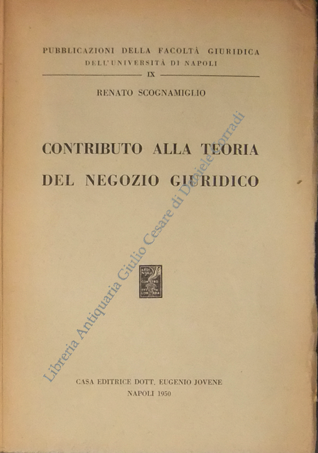 Contributo alla teoria del negozio giuridico