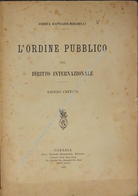 L'ordine pubblico nel diritto internazionale