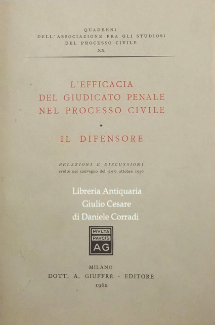 L'efficacia del giudicato penale nel processo civile.