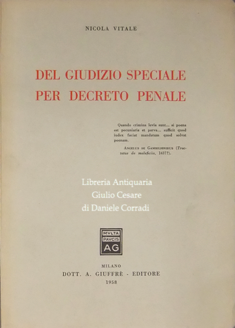 Del giudizio speciale per decreto penale