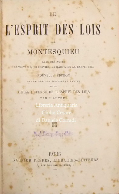 De l'Esprit des Lois