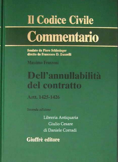 Dell'annullabilità del contratto. Artt. 1425-1426