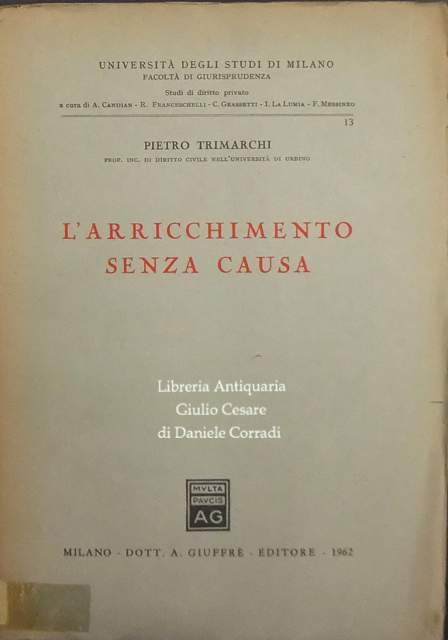 L'arricchimento senza causa