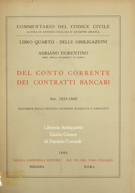 Del conto corrente. Dei contratti bancari. Art. 1823-1860
