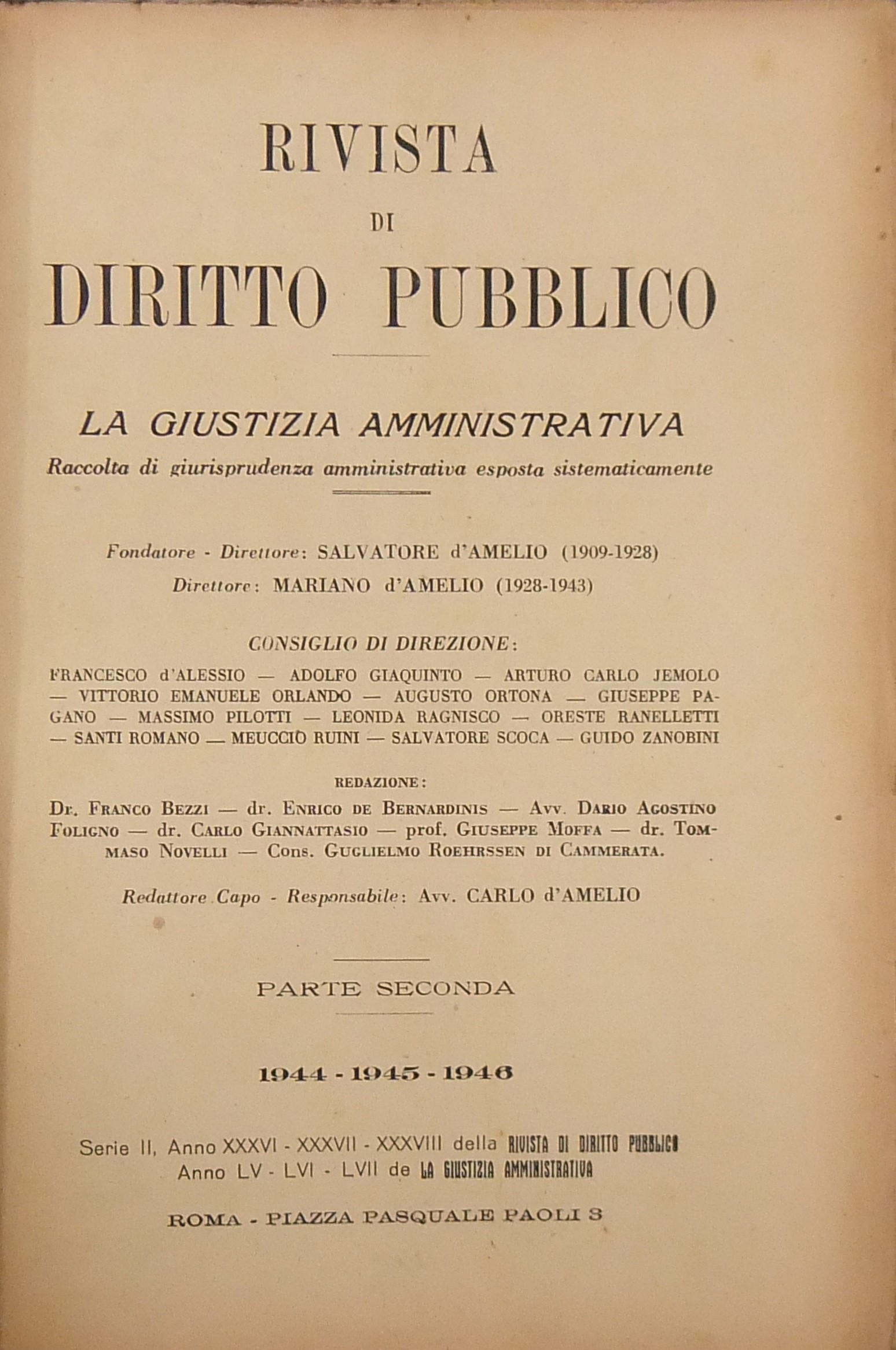 Rivista di Diritto Pubblico.