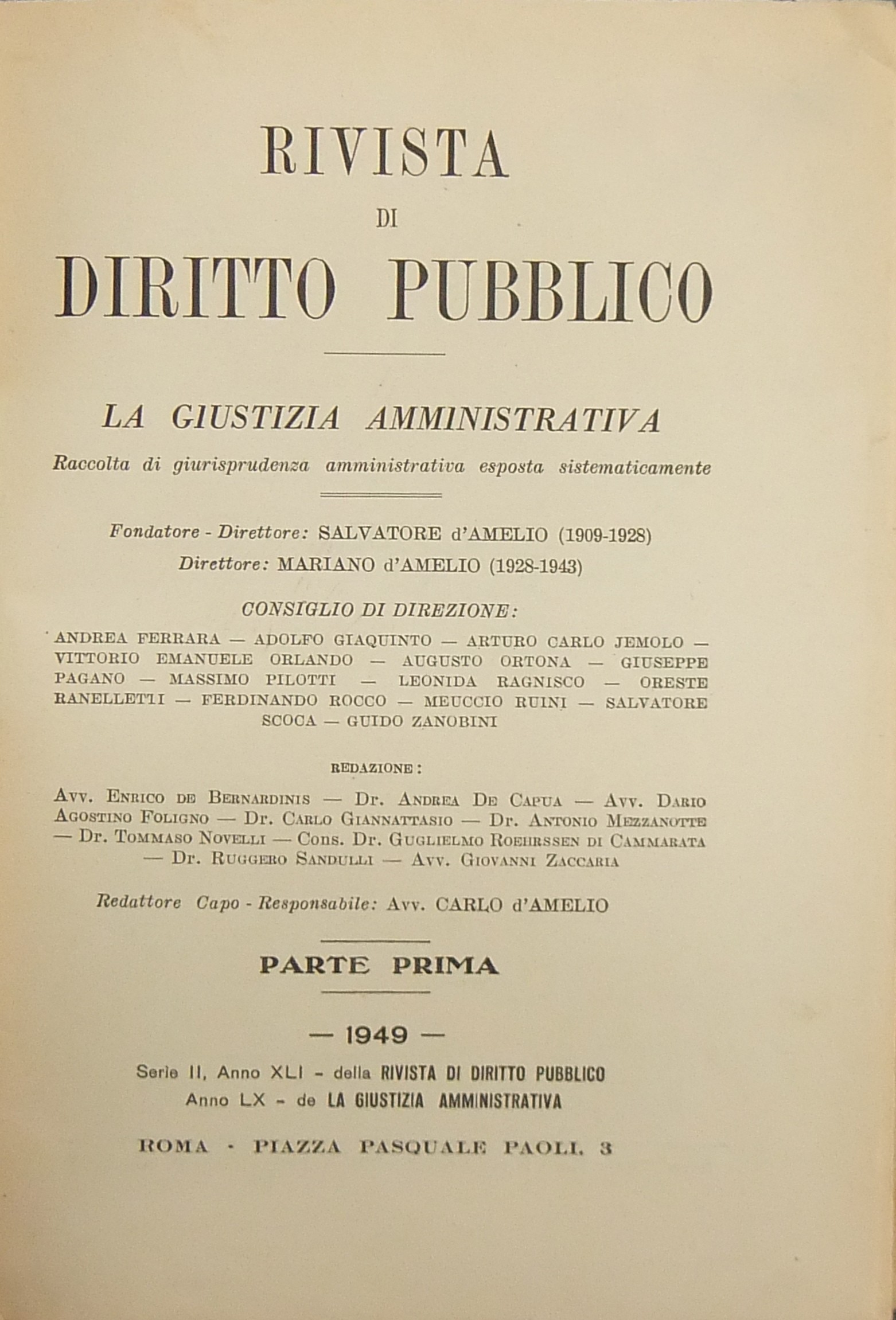 Rivista di Diritto Pubblico.