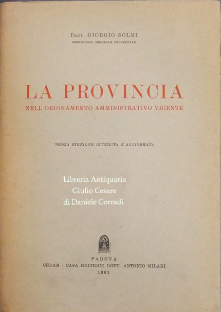 La provincia nell'ordinamento amministrativo vigente