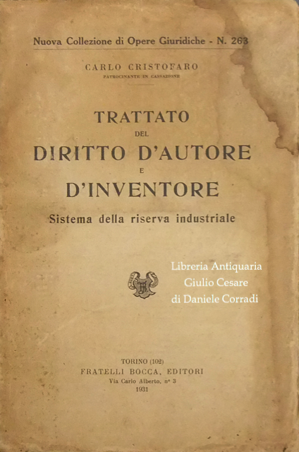 Trattato del diritto d'autore e d'inventore. 
