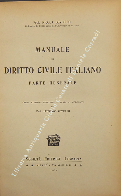 Manuale di diritto civile italiano. Parte generale