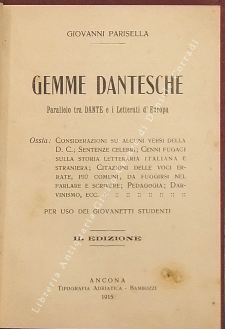 Gemme dantesche. Parallelo tra Dante e i Letterati d'Europa