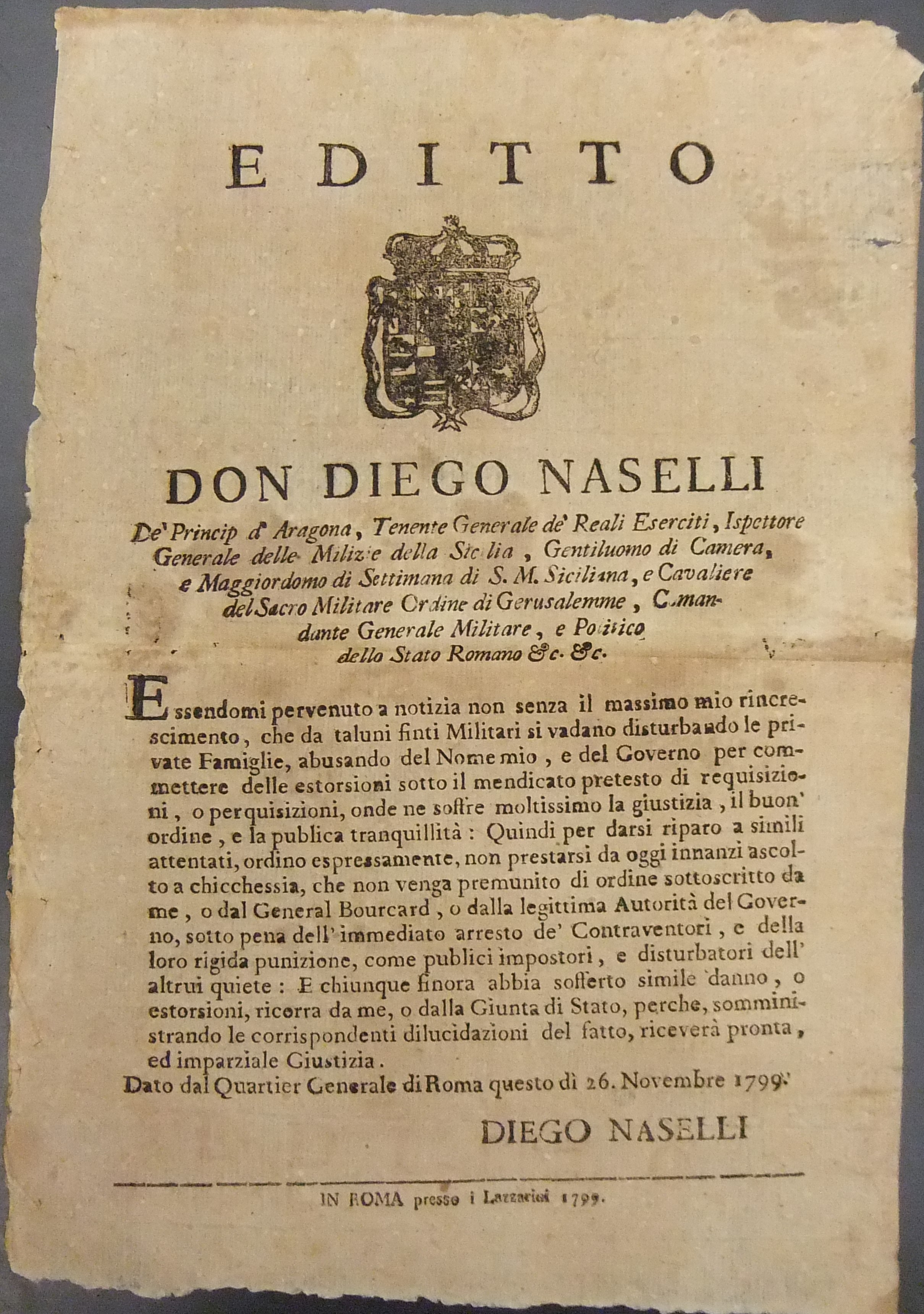 Editto Don Diego Naselli