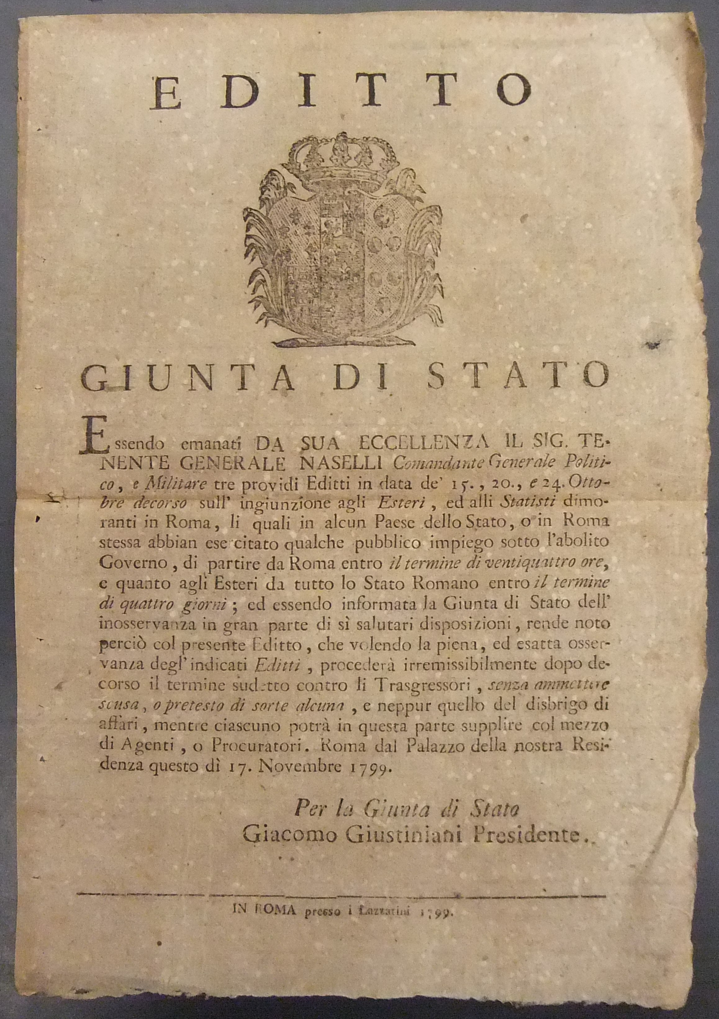 Editto Giunta di Stato