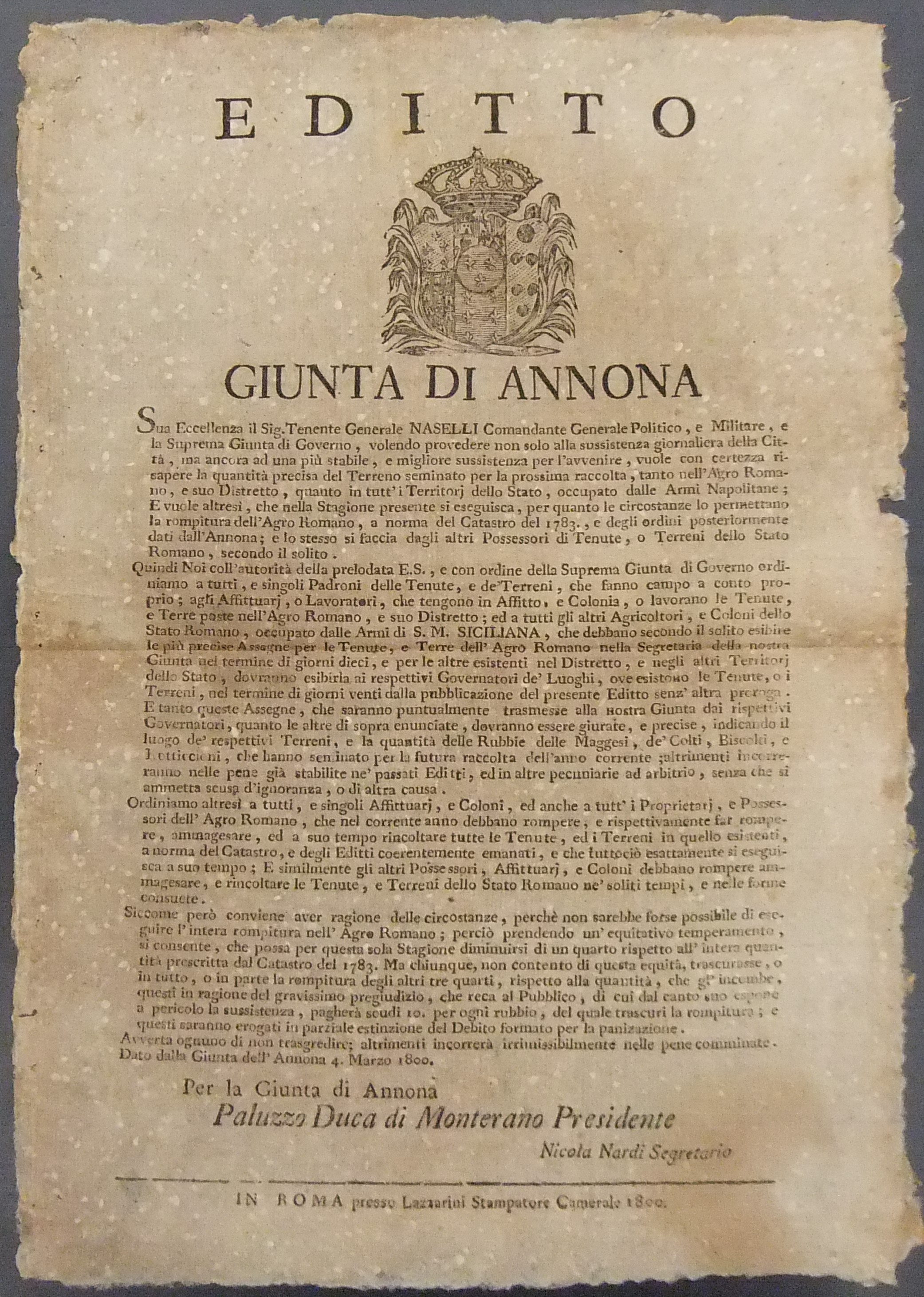 Editto Giunta di Annona