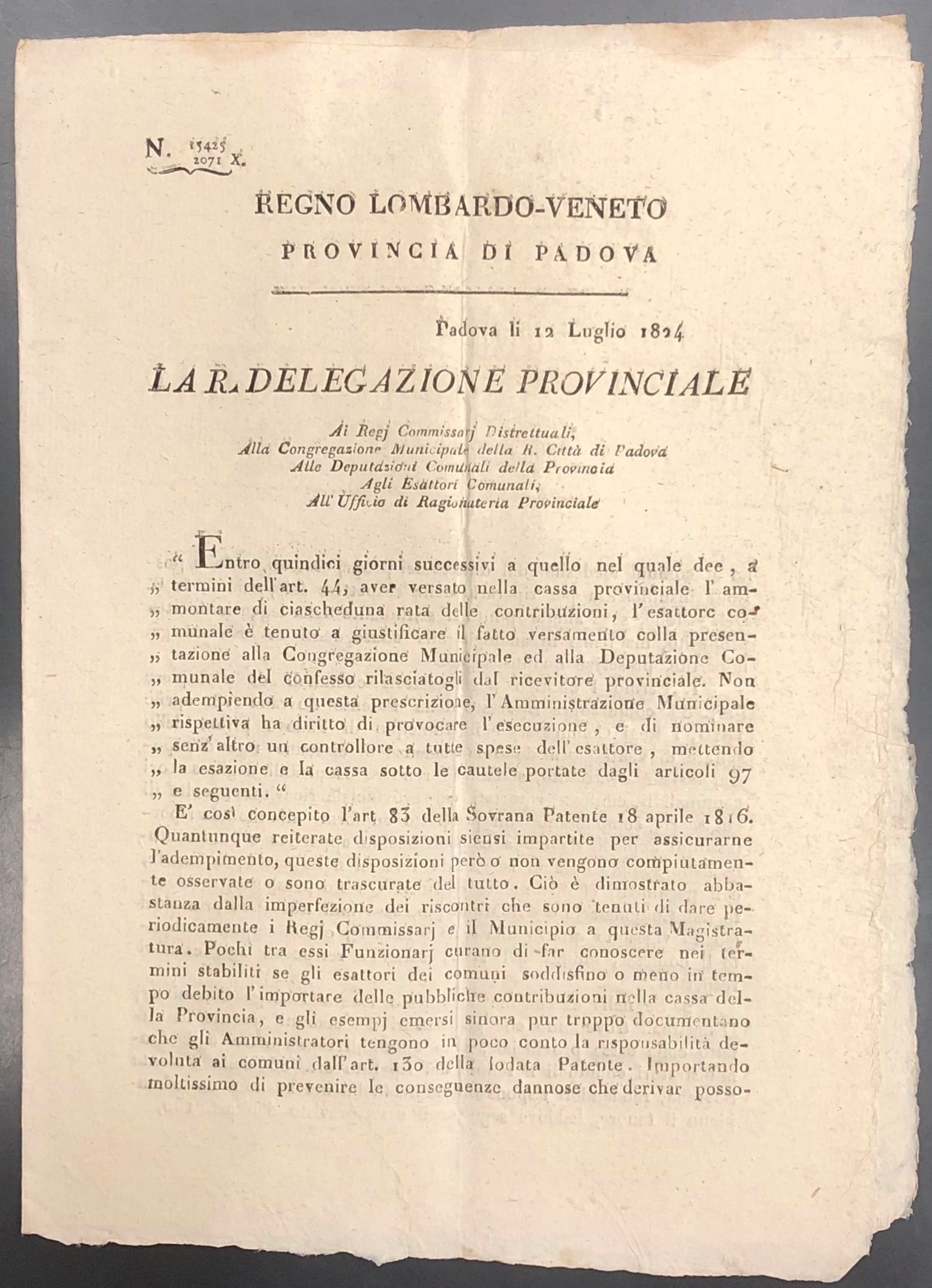 La R. Delegazione Provinciale 