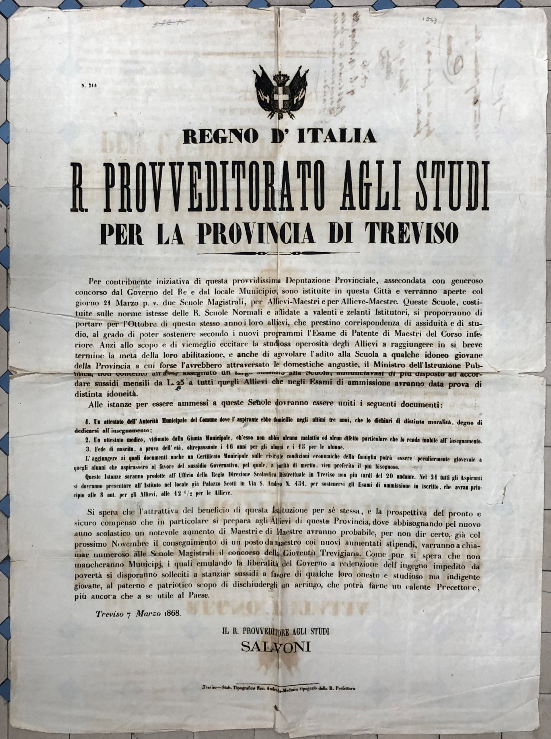 R. provveditorato agli studi per la Provincia di Treviso