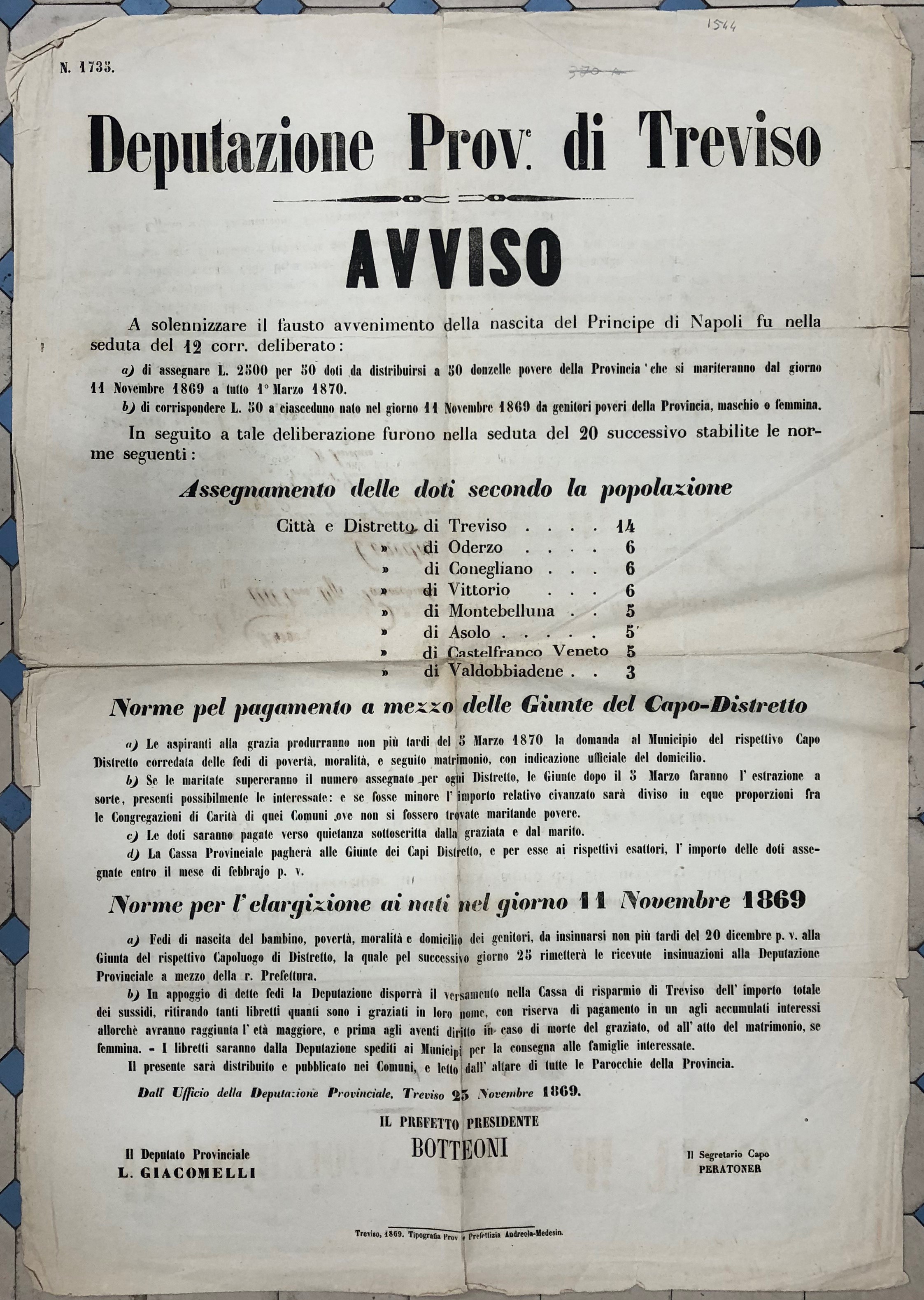 Delegazione Provinciale di Treviso. Avviso