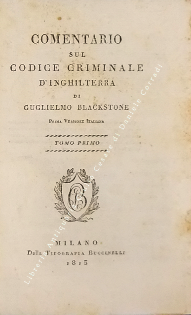 Comentario sul codice criminale d'Inghilterra