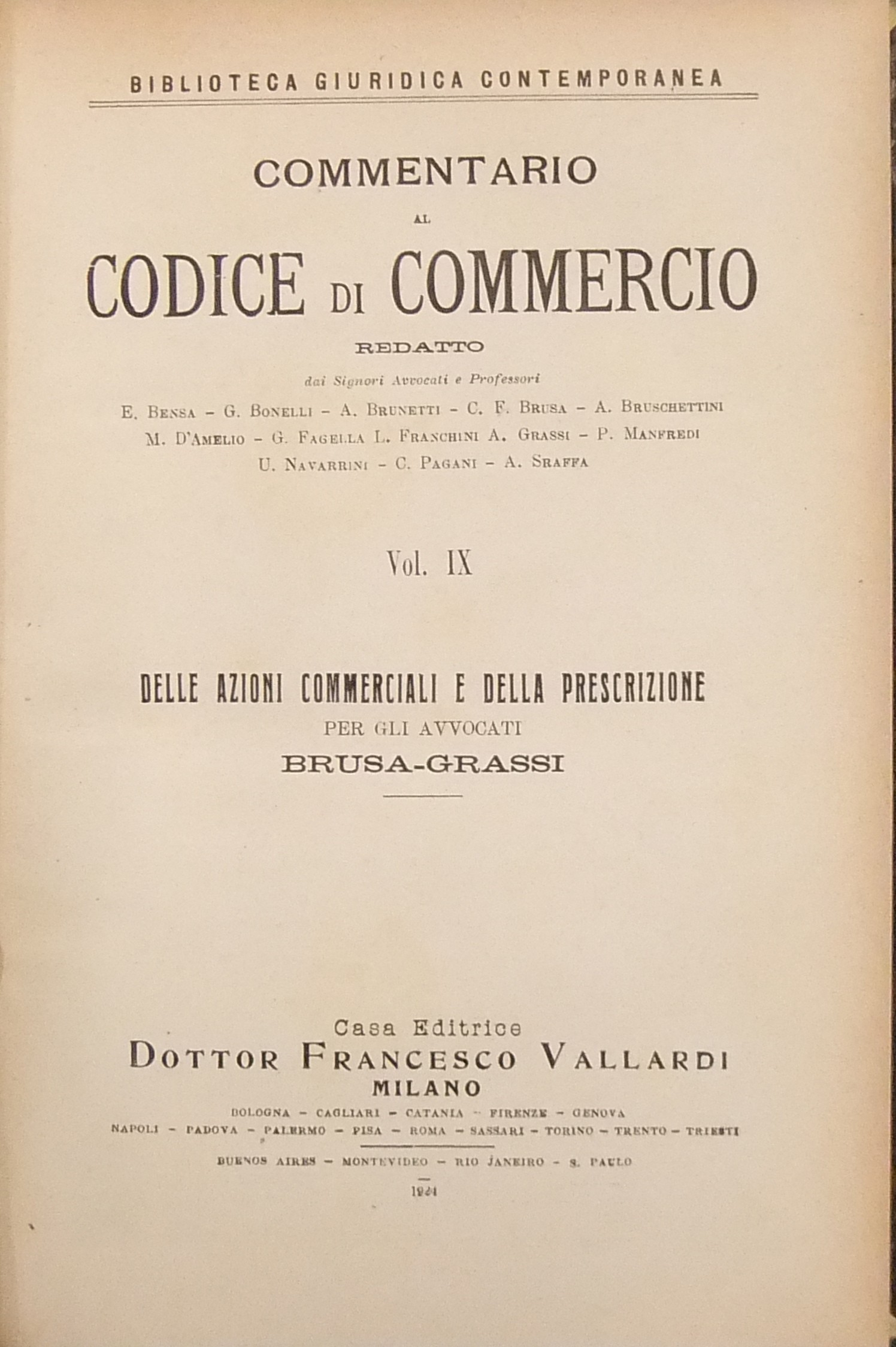 Commentario al Codice di commercio. 
