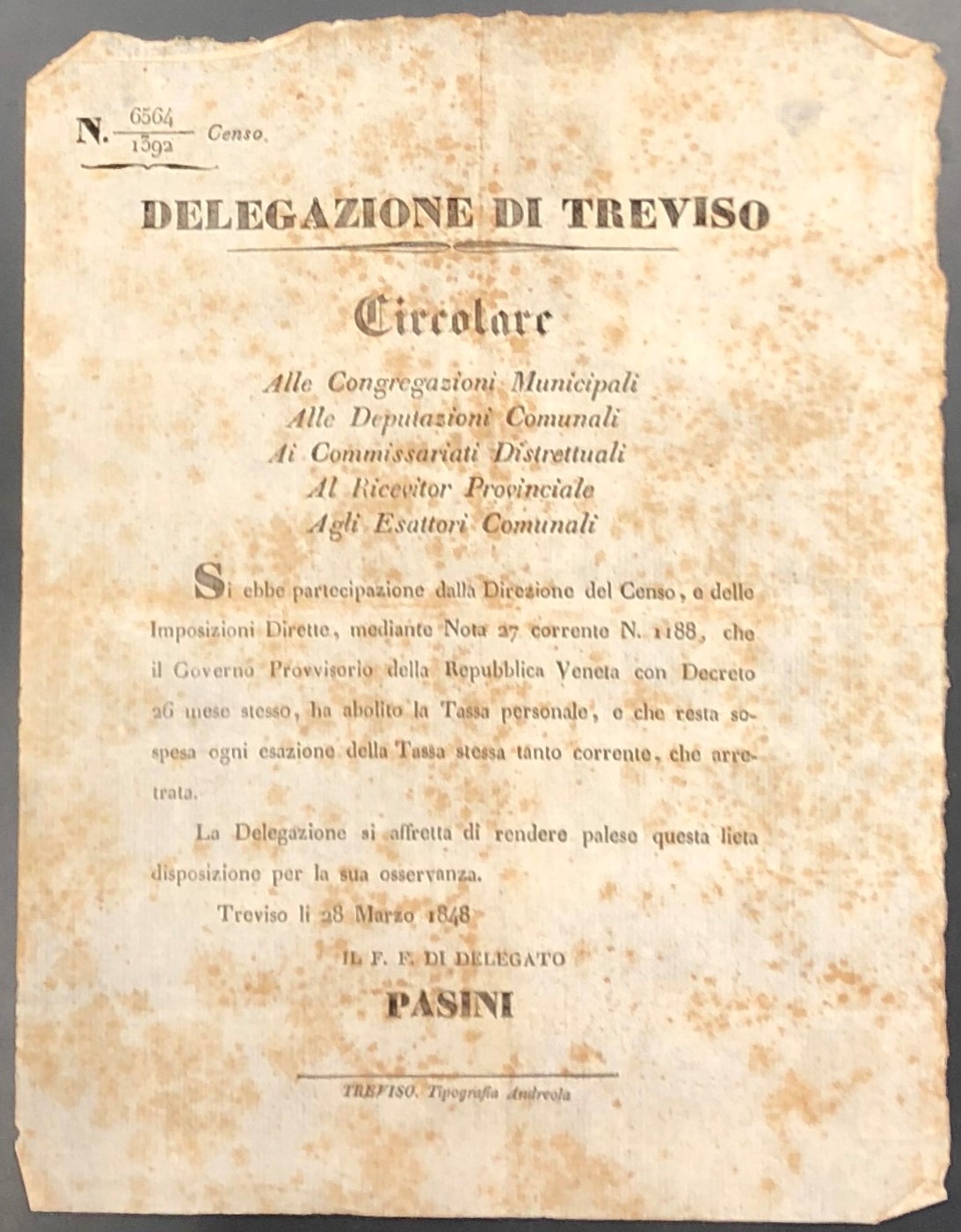 Delegazione di Treviso. Circolare