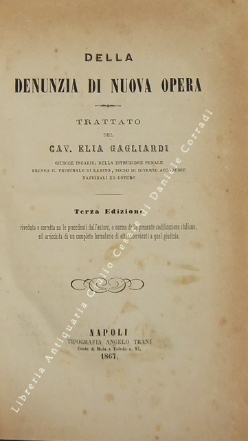 Della denunzia di nuova opera. Trattato..