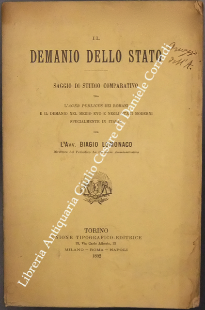 Il demanio dello Stato. Saggio di studio comparati