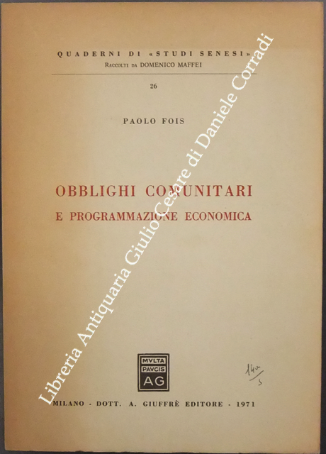 Obblighi comunitari e programmazione economica