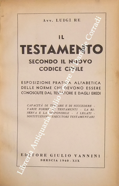 Il Testamento secondo il nuovo codice civile