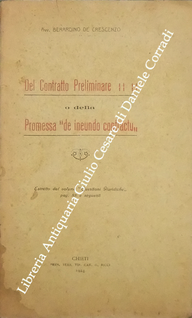 Del contratto preliminare o della promessa "de ineundo contractu"