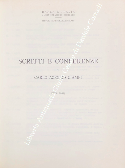 Scritti e conferenze di Carlo Azeglio Ciampi