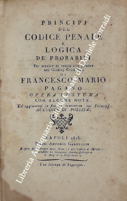 Principj del Codice penale e logica de' probabili