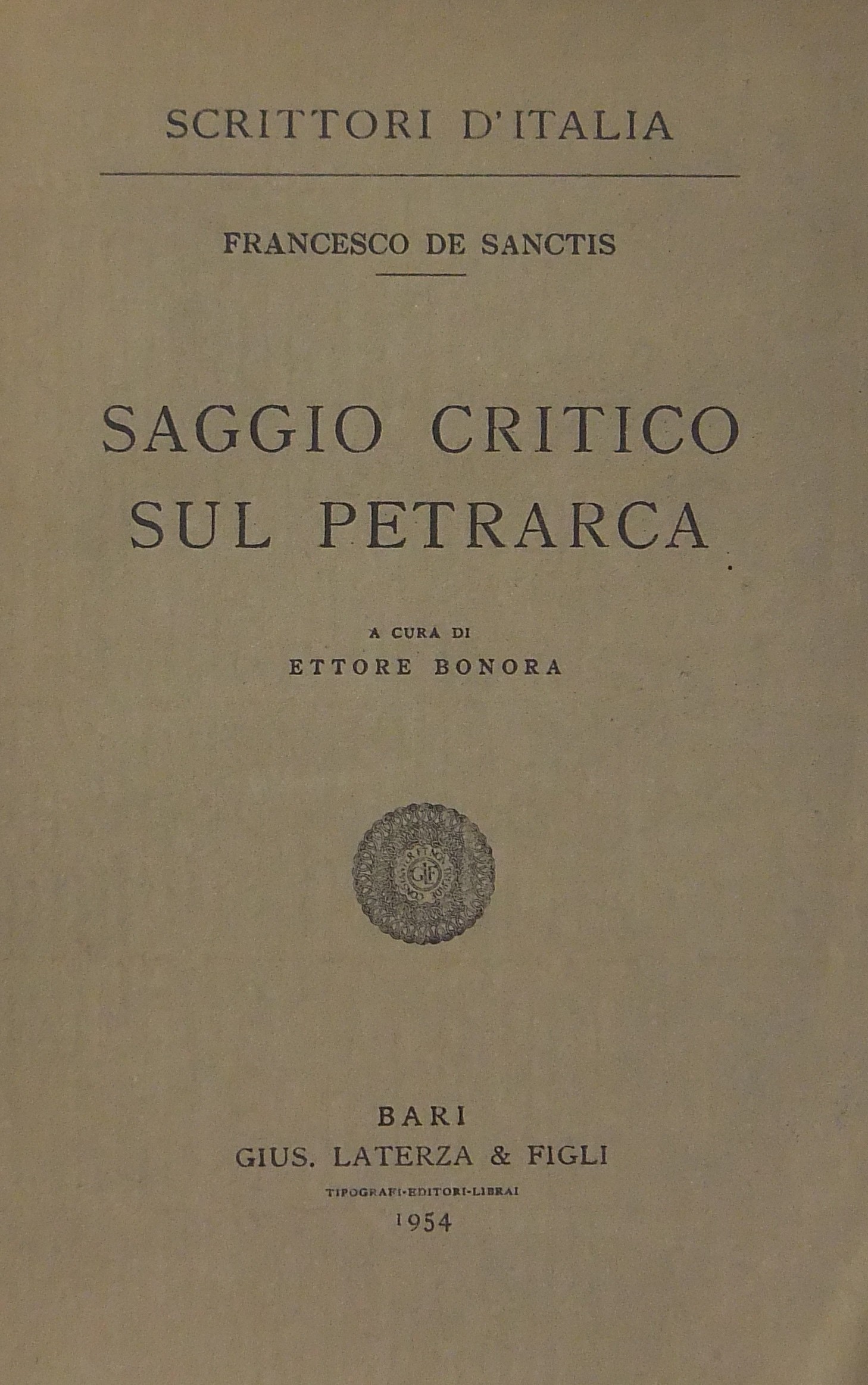Saggio critico sul Petrarca. A cura di Ettore Bono