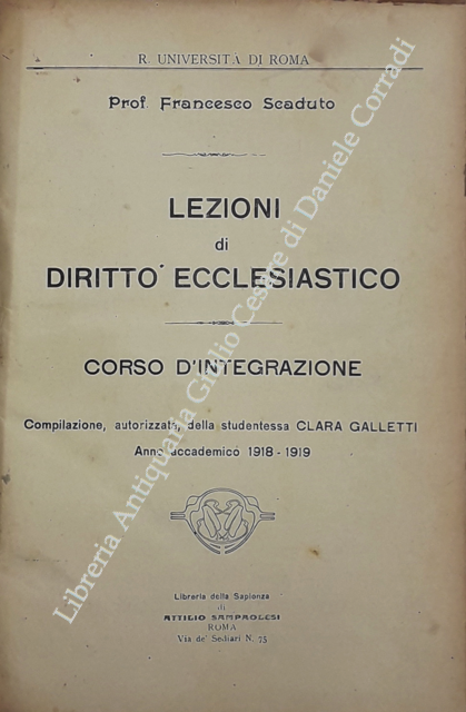 Lezioni di diritto ecclesiastico.