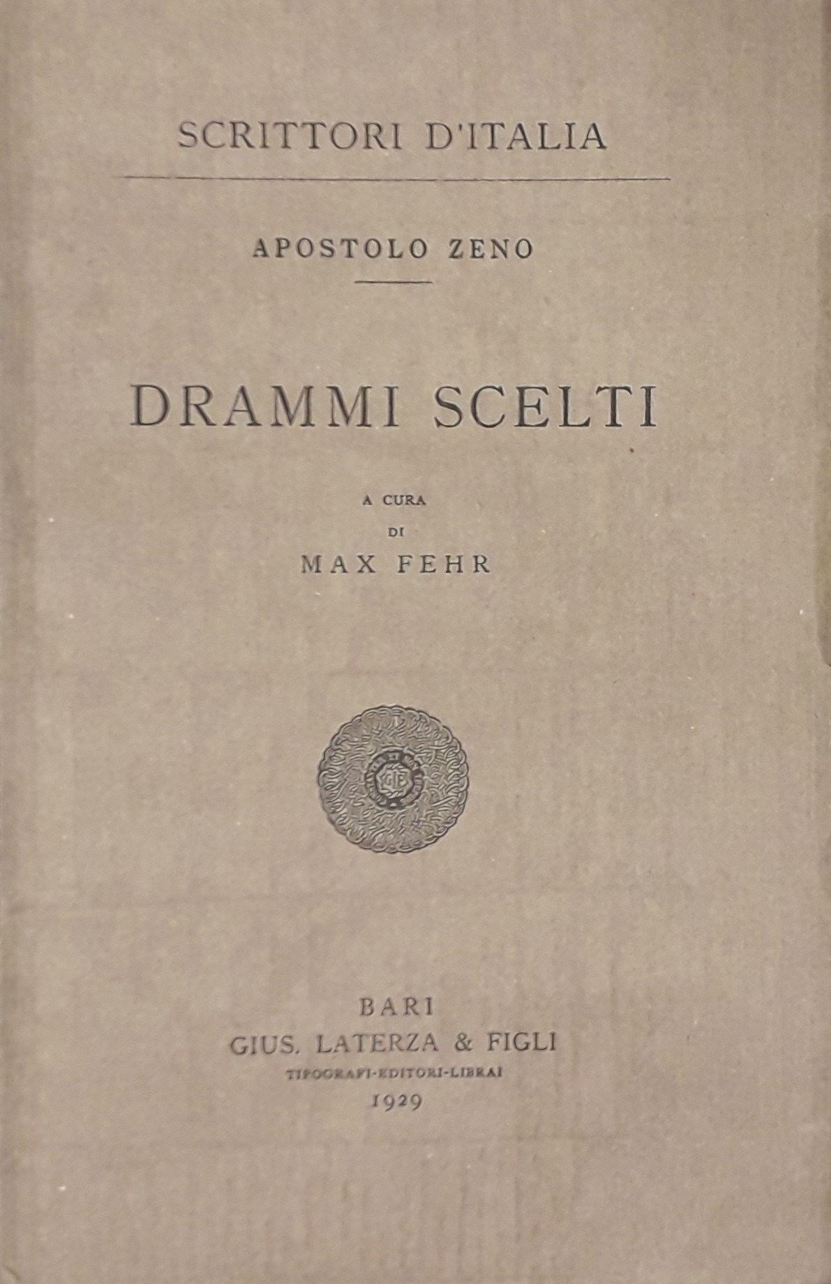 Drammi scelti. A cura di Max Fehr