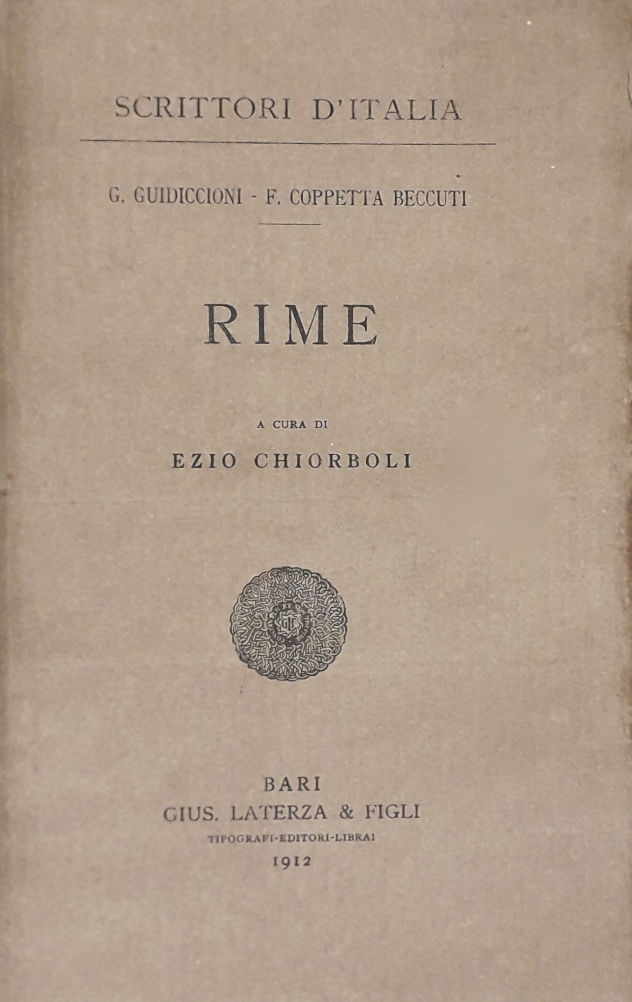 Rime. A cura di Ezio Chiorboli