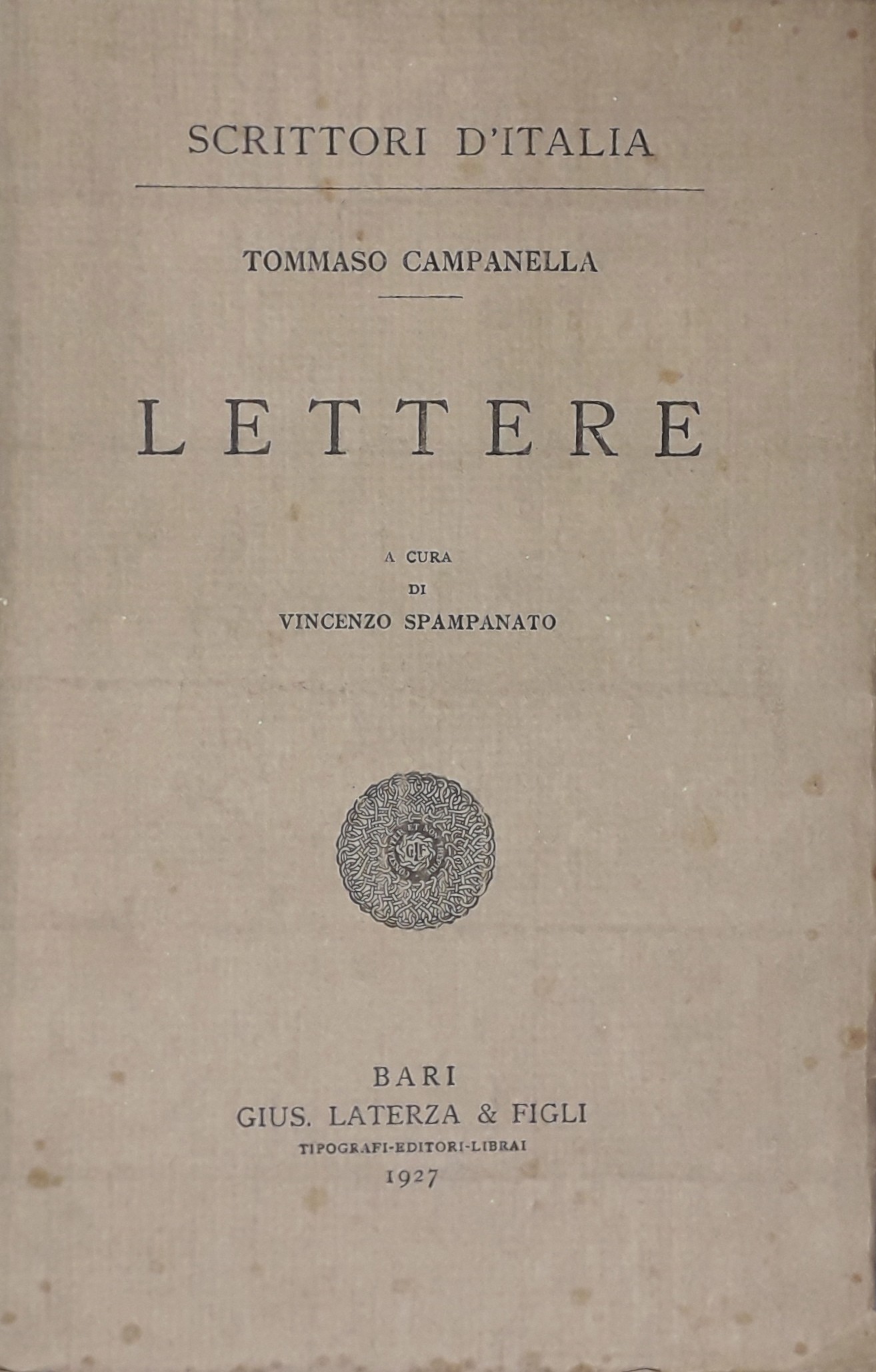 Lettere. A cura di Vincenzo Spampanato