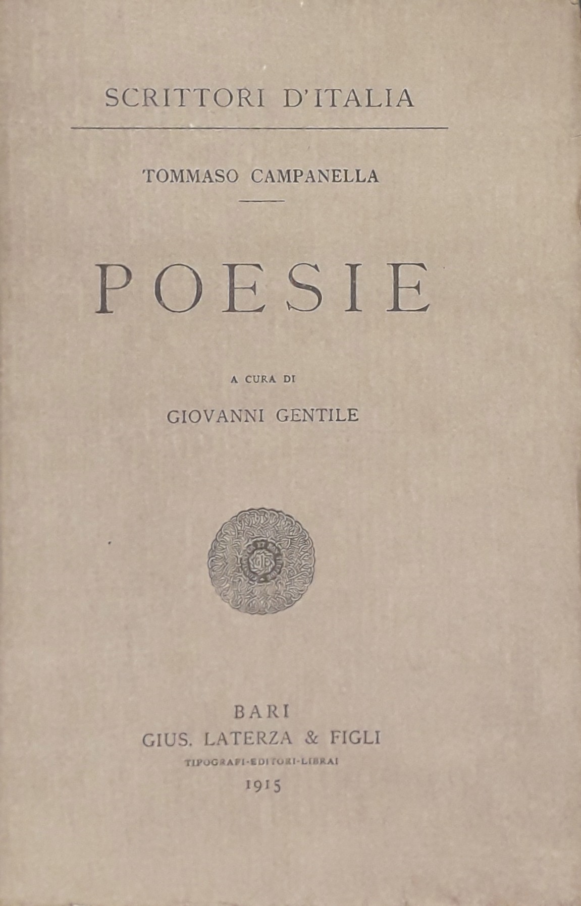 Poesie. A cura di Giovanni Gentile