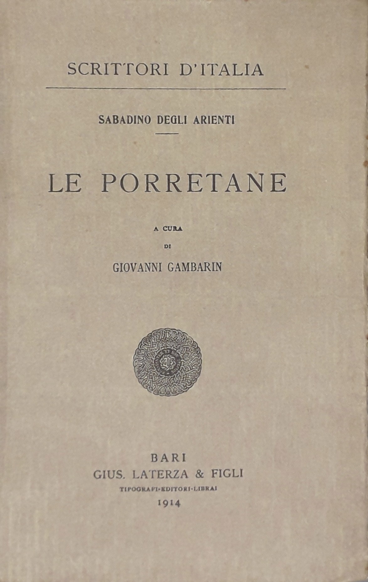 Le porretane. A cura di Giovanni Gambarin