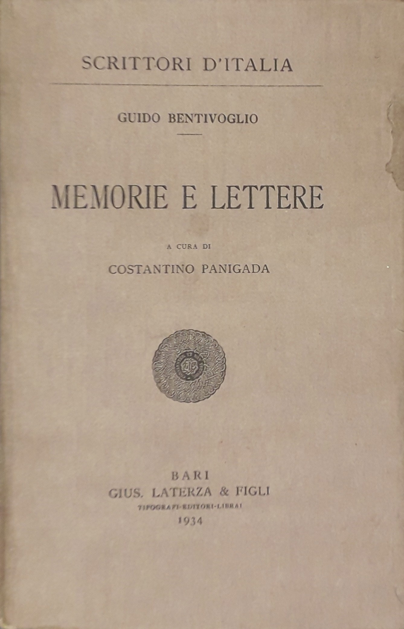 Memorie e lettere. A cura di Costantino Panigada