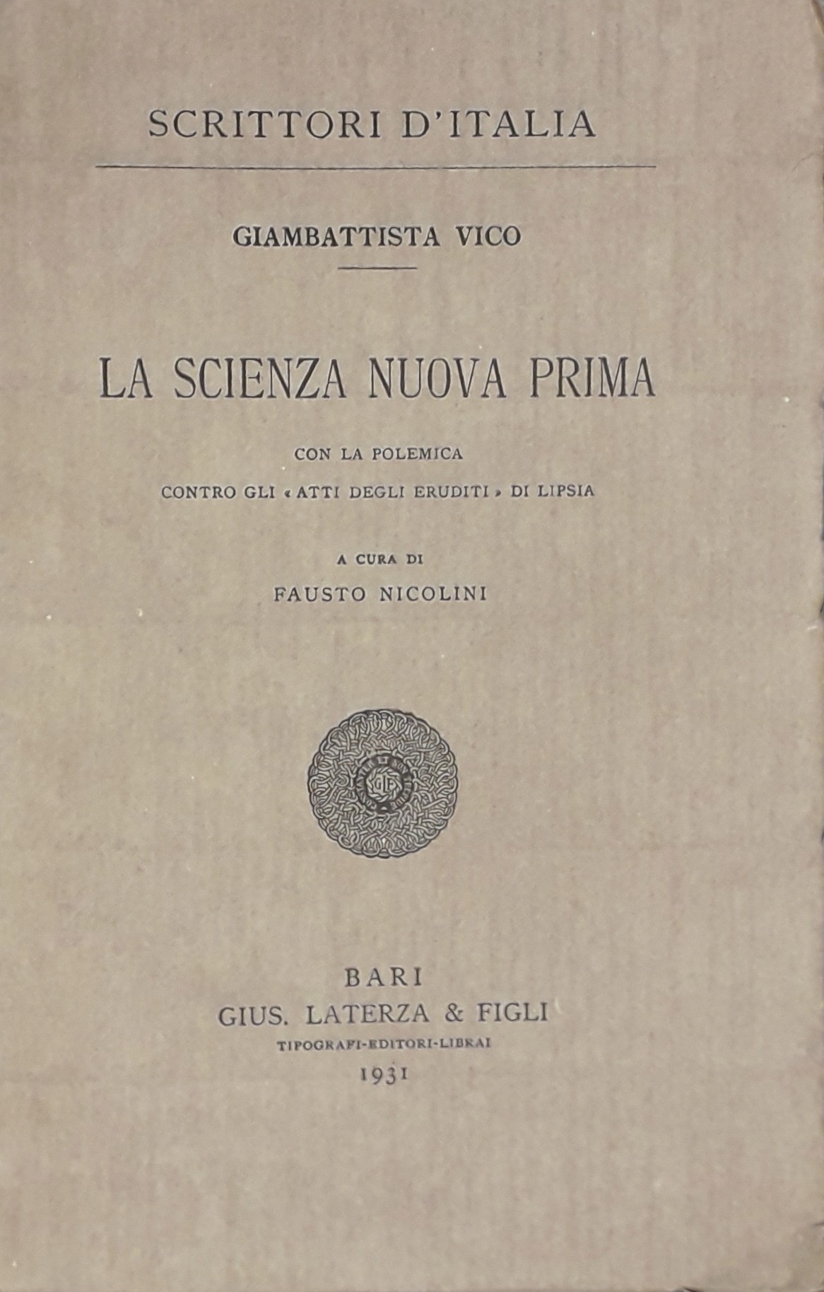 La scienza nuova prima