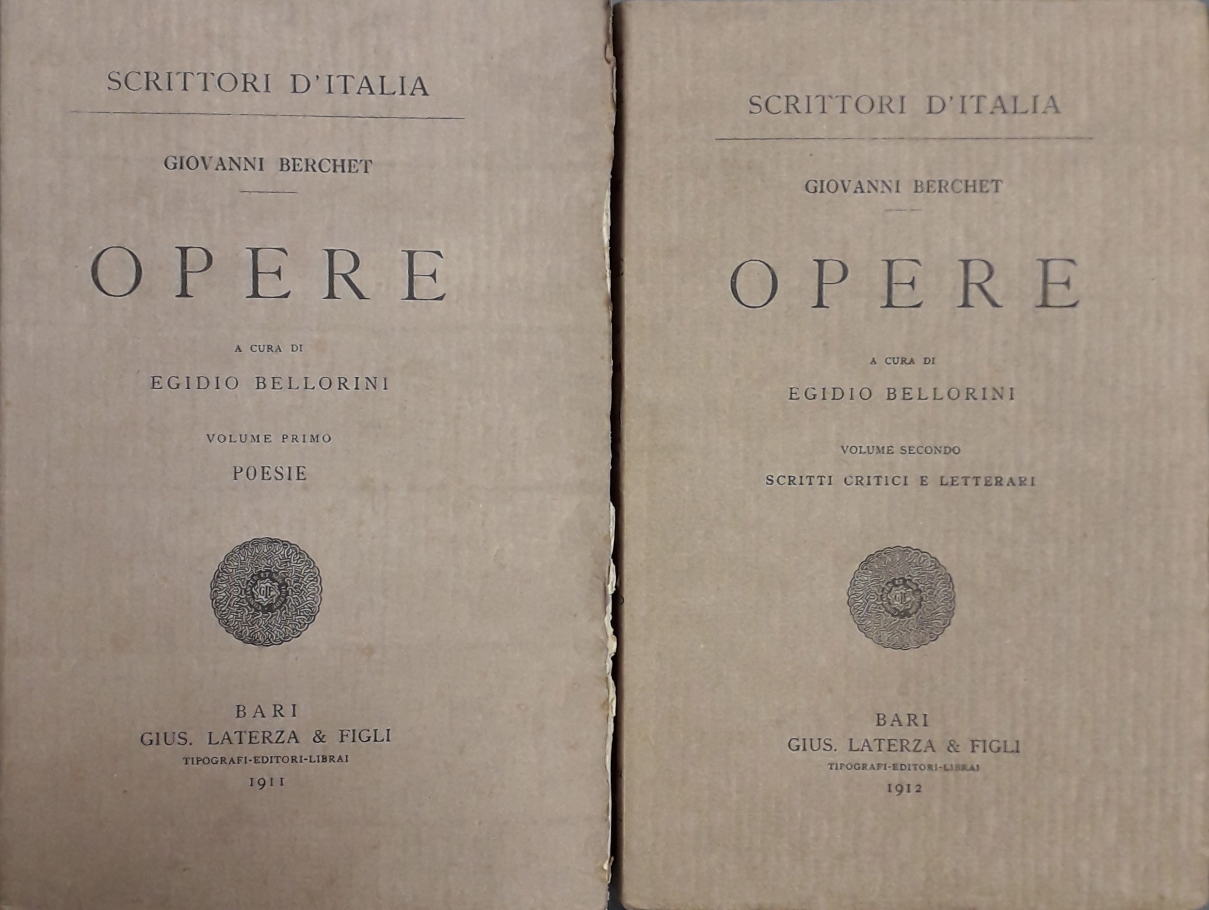 Opere. A cura di Egidio Bellorini