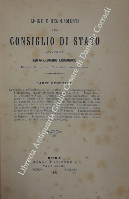 Legge e regolamenti sul Consiglio di Stato