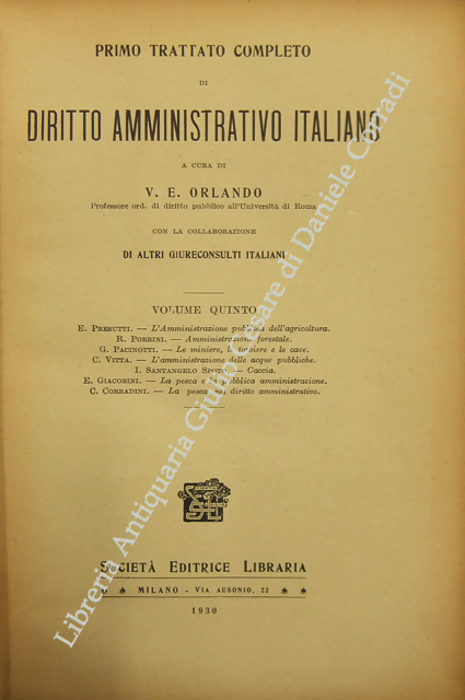 Primo trattato completo di diritto amministrativo italiano. Vol. V.