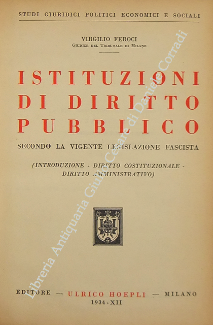 Istituzioni di diritto pubblico secondo la vigente