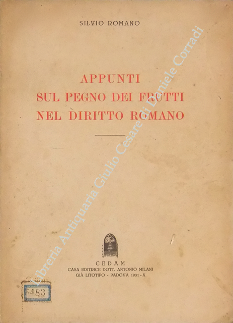 Appunti sul pegno dei frutti nel diritto romano