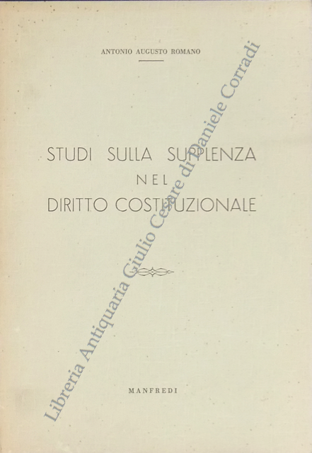Studi sulla supplenza nel diritto costituzionale
